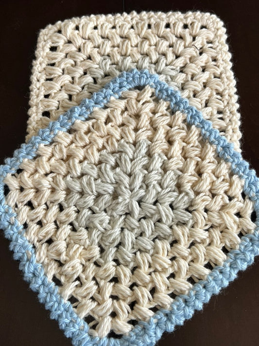 🧶 Hand‑Crocheted Washcloths — 100% Cotton