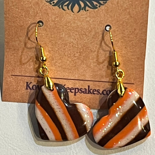 Browns‑Inspired Heart Earrings