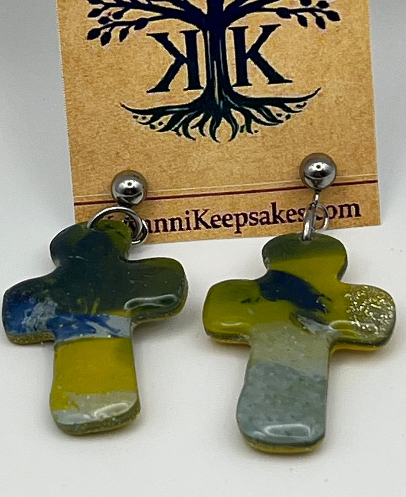 Multicolor Cross Earrings