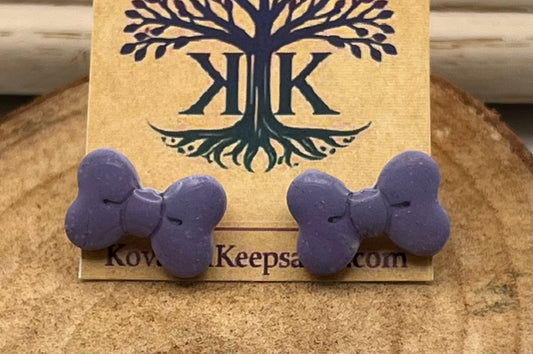Purple Bow Stud Earrings