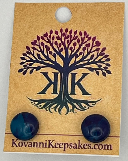 Blue–Purple Clay Stud Earrings