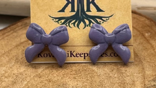 Purple Bow Stud Earrings