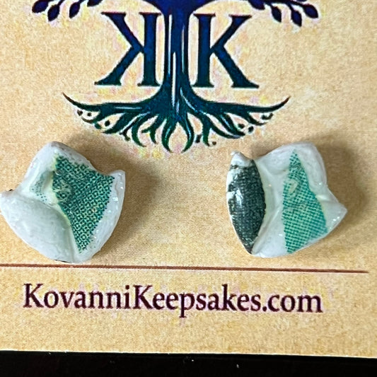 Green Print Clay Studs