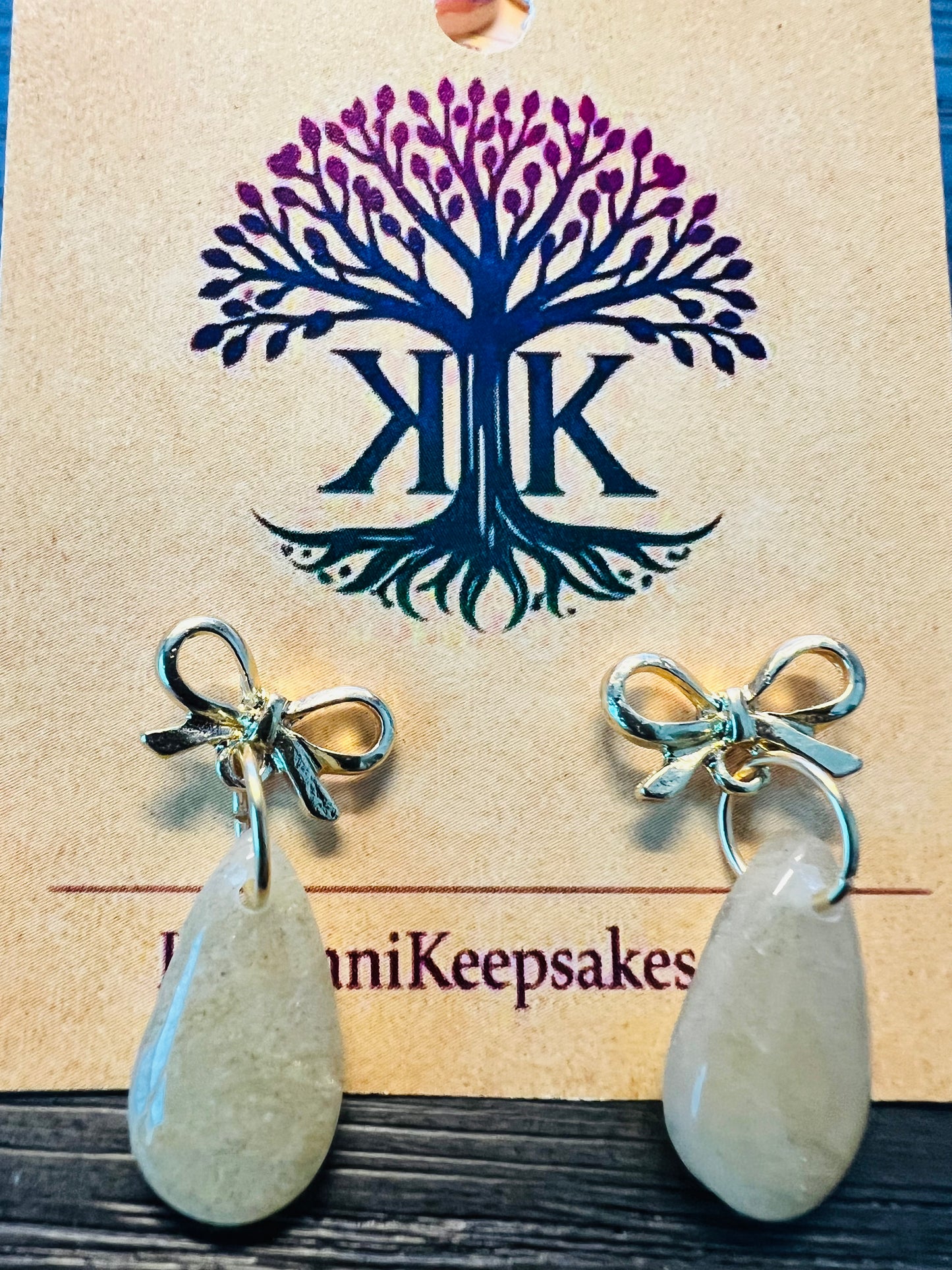 Neutral Teardrop Bow Earrings