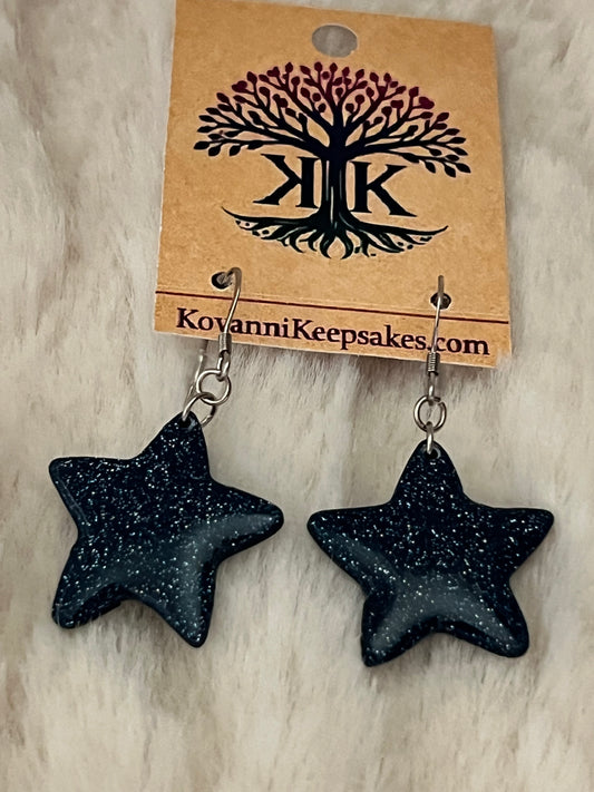 Midnight Blue Glitter Star Earrings