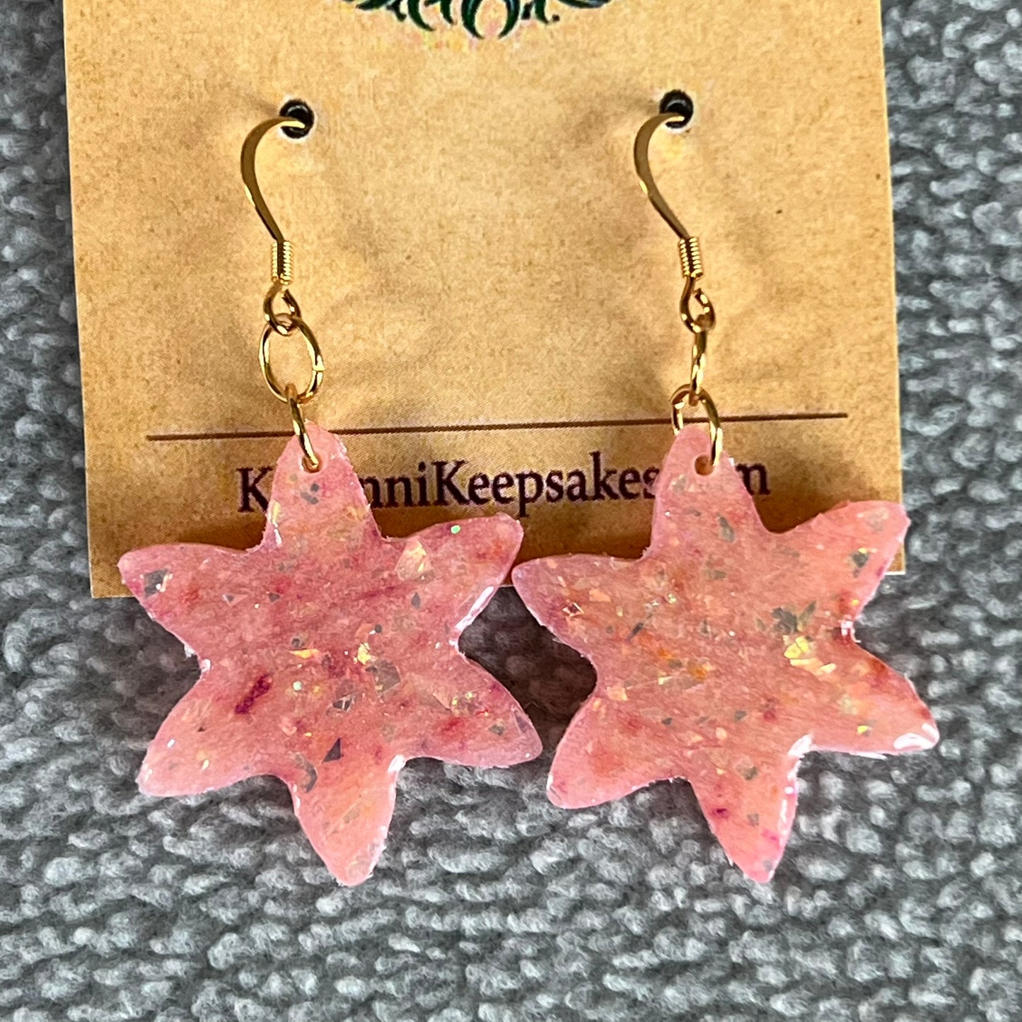 Pink Iridescent Star Earrings