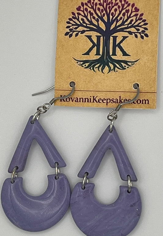 Purple Geometric Clay Dangle Earrings