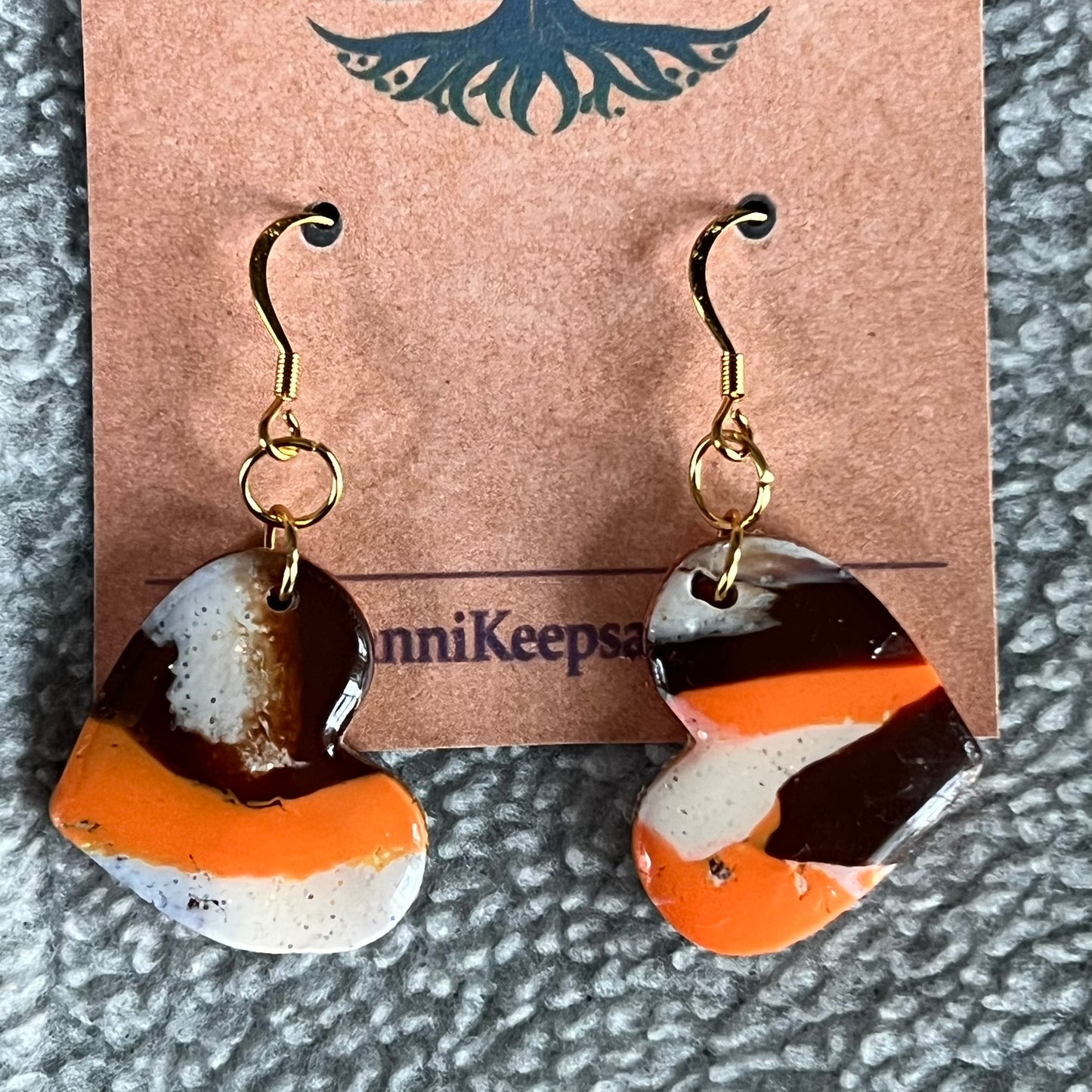 Abstract Heart Dangle Earrings