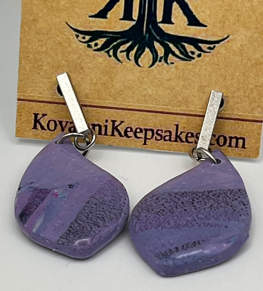 Purple Marbled Teardrop Earrings