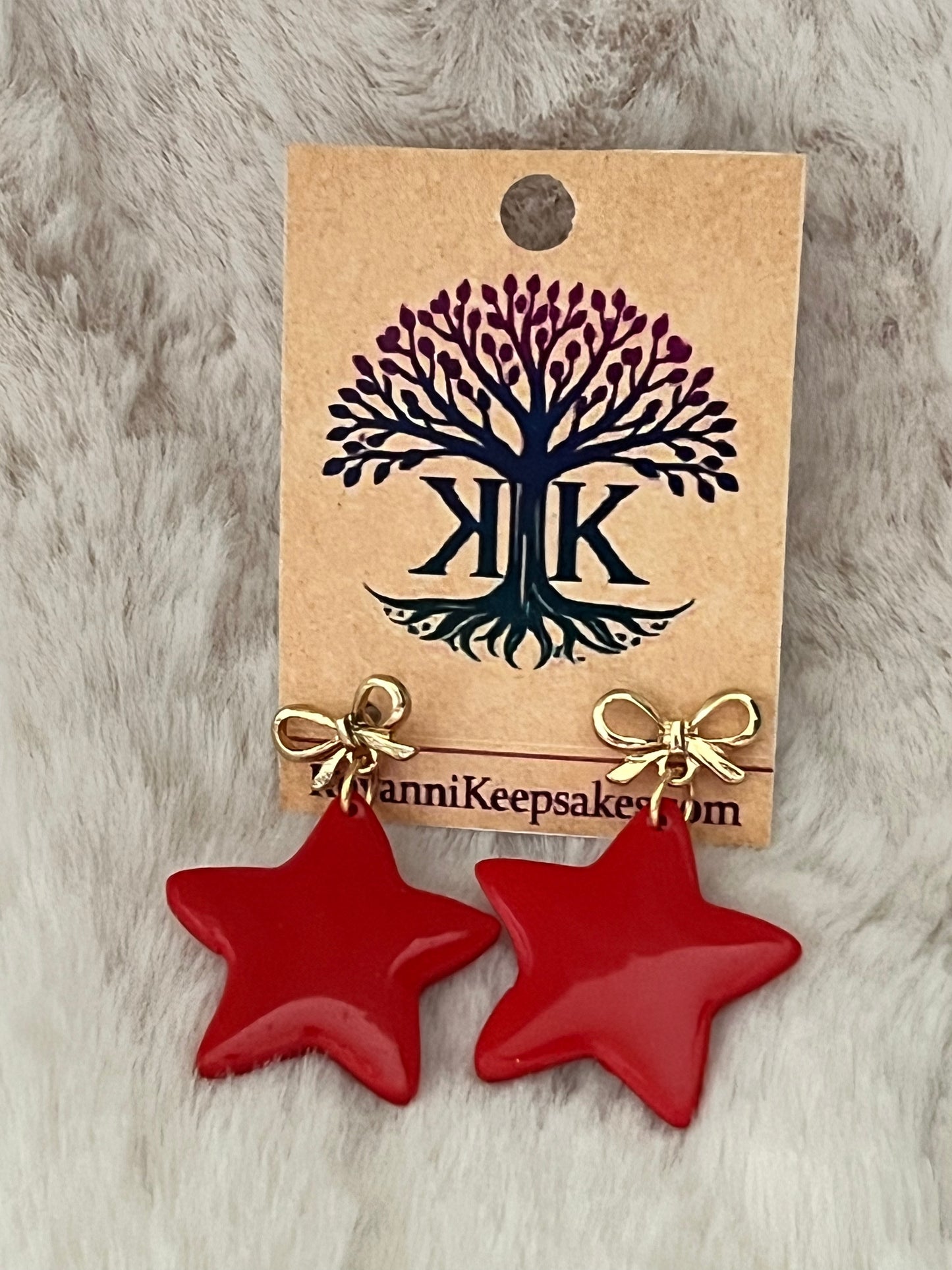 Red Star Clay Earrings
