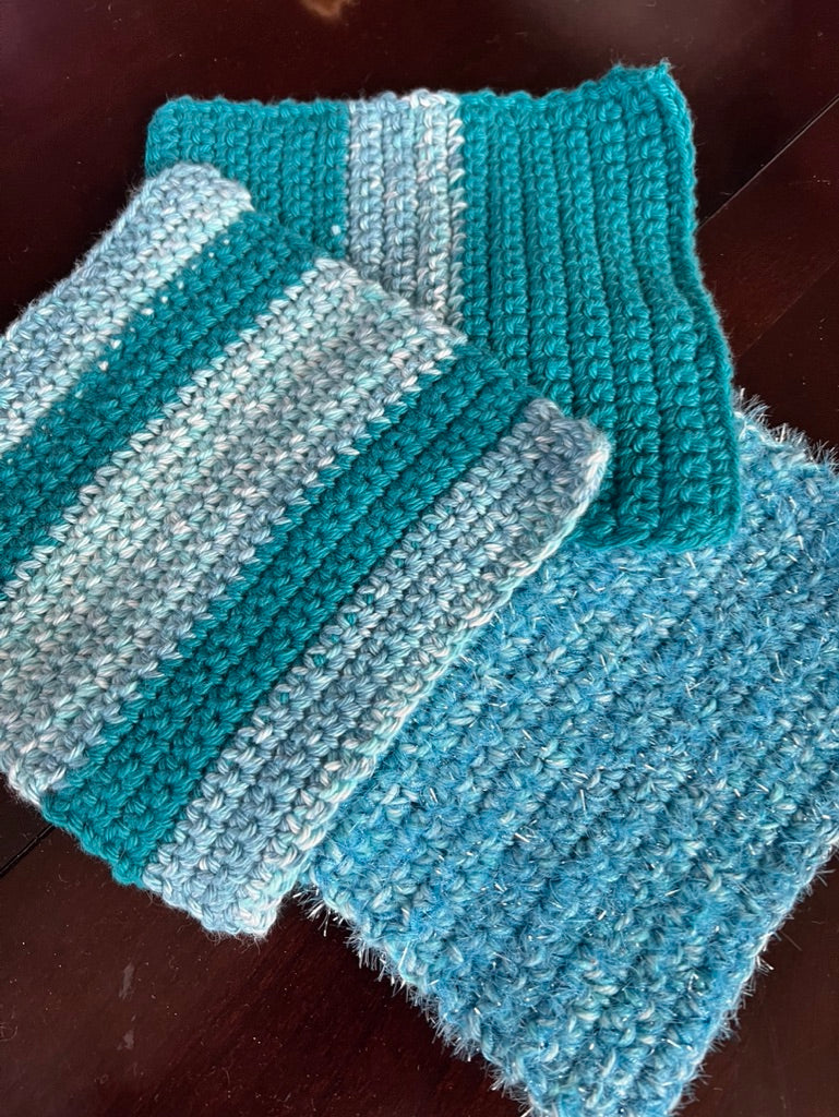 🧶 Grandma’s 3‑Piece Washcloth Set — 2 Cotton + 1 Scrubby