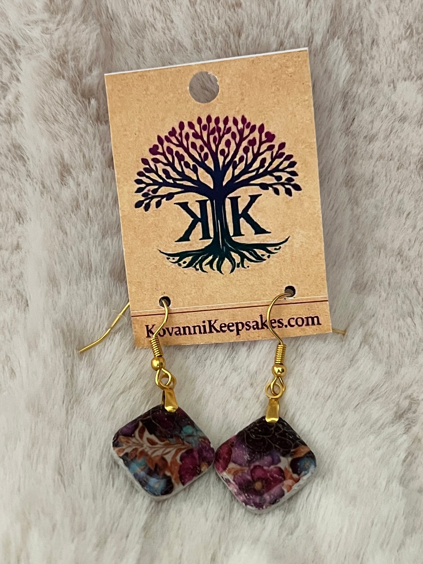 Floral Square Clay Earrings