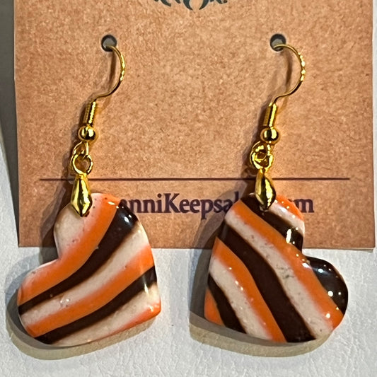 Browns‑Inspired Heart Earrings