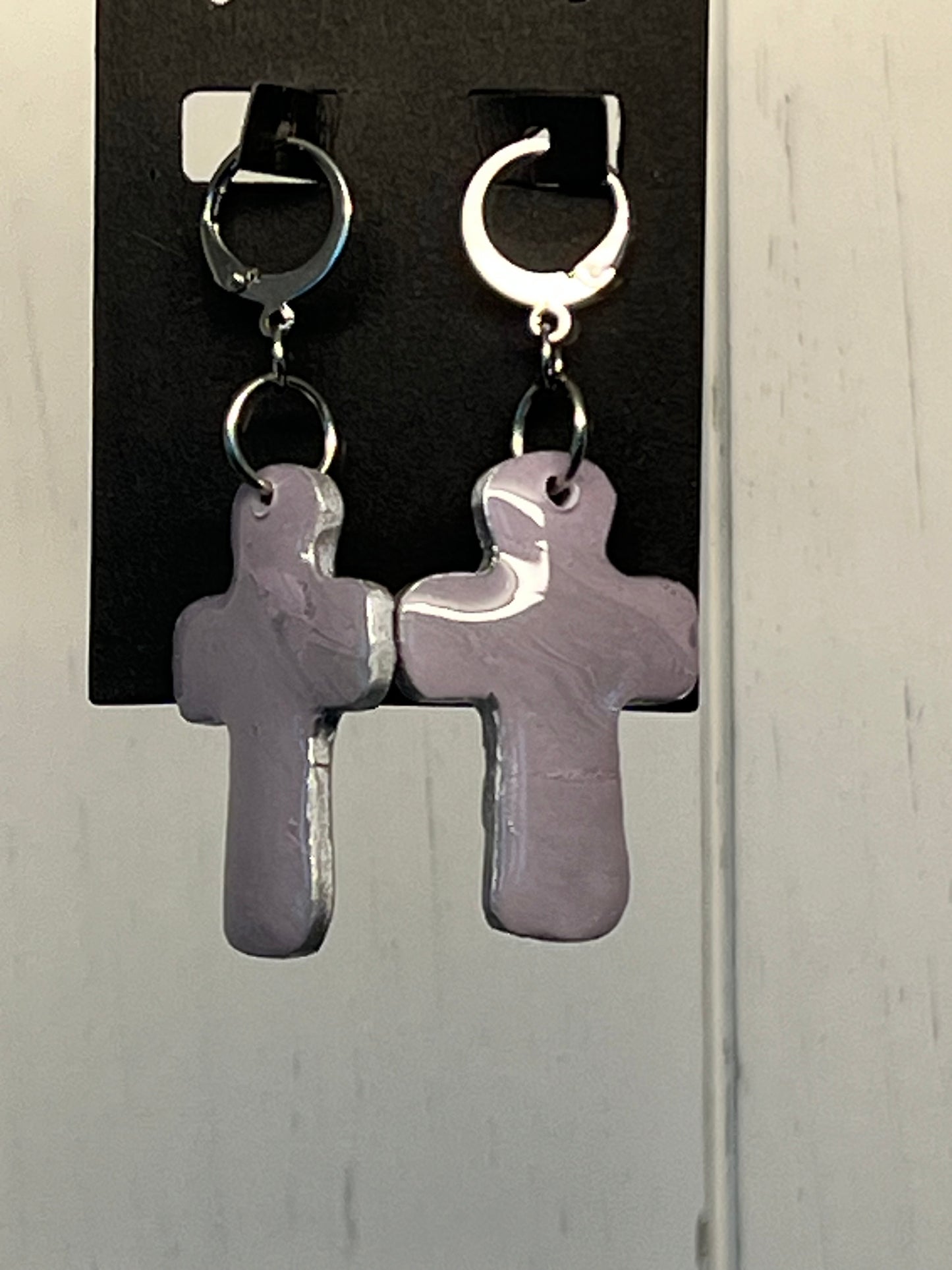 Handcrafted Cross Clay Earrings