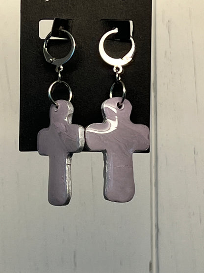 Handcrafted Cross Clay Earrings