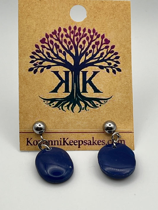 Navy Circle Clay Earrings