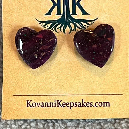 Plum & Black Heart Post Earrings