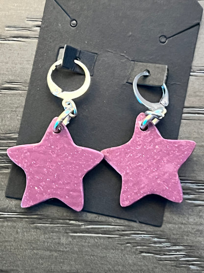 Handcrafted Striped Star Clay Earrings