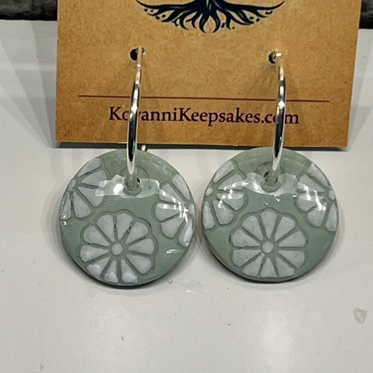 Soft Green Floral Hoops